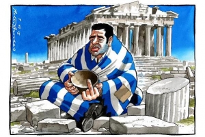 Η ελληνική διαπραγμάτευση. Ο γελοιογράφος των Times, Πήτερ Μπρουκς, σαρκάζει.