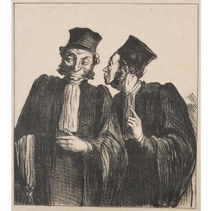 Honoré Daumier (1808-1879), Δυο δικηγόροι. Λιθογραφία από τη σειρά «Παρισινά σχέδια».