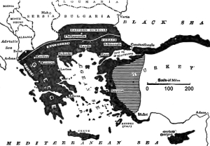 &Chi;ά&rho;&tau;&eta;&sigmaf; &pi;&omicron;&upsilon; &delta;&epsilon;ί&chi;&nu;&epsilon;&iota; &tau;&iota;&sigmaf; &epsilon;&lambda;&lambda;&eta;&nu;&iota;&kappa;έ&sigmaf; &alpha;&xi;&iota;ώ&sigma;&epsilon;&iota;&sigmaf; &sigma;&tau;&eta; &Delta;&iota;ά&sigma;&kappa;&epsilon;&psi;&eta; &Epsilon;&iota;&rho;ή&nu;&eta;&sigmaf; &tau;&omicron;&upsilon; &Pi;&alpha;&rho;&iota;&sigma;&iota;&omicron;ύ &mu;&epsilon;&tau;ά &tau;&omicron;&nu; &Alpha;' &Pi;&alpha;&gamma;&kappa;ό&sigma;&mu;&iota;&omicron; &Pi;ό&lambda;&epsilon;&mu;&omicron;, 1919. &Eta; &mu;&alpha;ύ&rho;&eta; &pi;&epsilon;&rho;&iota;&omicron;&chi;ή &delta;&eta;&lambda;ώ&nu;&epsilon;&iota; &tau;&alpha; &epsilon;&delta;ά&phi;&eta; &pi;&omicron;&upsilon; &delta;&iota;&epsilon;&kappa;&delta;&iota;&kappa;&omicron;ύ&sigma;&epsilon; &omicron; &Epsilon;&lambda;&epsilon;&upsilon;&theta;έ&rho;&iota;&omicron;&sigmaf; &Beta;&epsilon;&nu;&iota;&zeta;έ&lambda;&omicron;&sigmaf; &sigma;&tau;&eta; &delta;&iota;ά&sigma;&kappa;&epsilon;&psi;&eta;. &Omicron; &epsilon;&lambda;&lambda;&eta;&nu;&iota;&kappa;ό&sigmaf; &epsilon;&theta;&nu;&iota;&kappa;&iota;&sigma;&mu;ό&sigmaf; &delta;&iota;ά &tau;&omicron;&upsilon; &epsilon;&lambda;&lambda;&eta;&nu;&iota;&kappa;&omicron;ύ &kappa;&rho;ά&tau;&omicron;&upsilon;&sigmaf; &delta;&iota;&epsilon;&kappa;&delta;&iota;&kappa;&omicron;ύ&sigma;&epsilon; ό&lambda;&eta; &tau;&eta;&nu; Ή&pi;&epsilon;&iota;&rho;&omicron; (&kappa;&alpha;&iota; &tau;&omicron; &gamma;&epsilon;&omega;&gamma;&rho;&alpha;&phi;&iota;&kappa;ό &tau;&mu;ή&mu;&alpha; &tau;&eta;&sigmaf; &sigma;&eta;&mu;&epsilon;&rho;&iota;&nu;ή&sigmaf; &Alpha;&lambda;&beta;&alpha;&nu;ί&alpha;&sigmaf;, έ&omega;&sigmaf; &Alpha;&upsilon;&lambda;ώ&nu;&alpha; &kappa;&alpha;&iota; &Mu;&pi;&epsilon;&rho;ά&tau;&iota;), &sigma;&chi;&epsilon;&delta;ό&nu; &sigma;&epsilon; ό&lambda;&eta; &tau;&eta;&nu; έ&kappa;&tau;&alpha;&sigma;ή &tau;&eta;&sigmaf; &tau;&eta; &Mu;&alpha;&kappa;&epsilon;&delta;&omicron;&nu;ί&alpha;, &tau;&eta;&nu; &Alpha;&nu;&alpha;&tau;&omicron;&lambda;&iota;&kappa;ή &Rho;&omega;&mu;&upsilon;&lambda;ί&alpha; &sigma;&upsilon;&mu;&pi;&epsilon;&rho;&iota;&lambda;&alpha;&mu;&beta;&alpha;&nu;&omicron;&mu;έ&nu;&eta;&sigmaf; &tau;&eta;&sigmaf; &Phi;&iota;&lambda;&iota;&pi;&pi;&omicron;ύ&pi;&omicron;&lambda;&eta;&sigmaf; (&sigma;&eta;&mu;&epsilon;&rho;&iota;&nu;ό &Pi;&lambda;ό&nu;&tau;&iota;&beta;), &tau;&eta;&nu; &Alpha;&nu;&alpha;&tau;&omicron;&lambda;&iota;&kappa;ή &Theta;&rho;ά&kappa;&eta;, &tau;&eta;&nu; &Kappa;&omega;&nu;&sigma;&tau;&alpha;&nu;&tau;&iota;&nu;&omicron;ύ&pi;&omicron;&lambda;&eta; &kappa;&alpha;&iota; &tau;&alpha; &sigma;&tau;&epsilon;&nu;ά &tau;&omicron;&upsilon; &Beta;&omicron;&sigma;&pi;ό&rho;&omicron;&upsilon;, &tau;&alpha; &pi;&alpha;&rho;ά&lambda;&iota;&alpha; &tau;&omicron;&upsilon; &Alpha;&iota;&gamma;&alpha;ί&omicron;&upsilon; &kappa;&alpha;&iota; &tau;&alpha; &pi;&alpha;&rho;ά&lambda;&iota;&alpha; &tau;&eta;&sigmaf; &Mu;&alpha;ύ&rho;&eta;&sigmaf; &Theta;ά&lambda;&alpha;&sigma;&sigma;&alpha;&sigmaf;, &tau;&alpha; &nu;&eta;&sigma;&iota;ά &tau;&omicron;&upsilon; &Alpha;&iota;&gamma;&alpha;ί&omicron;&upsilon; (&eta; &Rho;ό&delta;&omicron;&sigmaf; &delta;&iota;&epsilon;&kappa;&delta;&iota;&kappa;&epsilon;ί&tau;&alpha;&iota; &alpha;&pi;ό &tau;&eta;&nu; &Iota;&tau;&alpha;&lambda;ί&alpha;), &tau;&eta;&nu; &Kappa;&rho;ή&tau;&eta; &kappa;&alpha;&iota; &tau;&eta;&nu; &Kappa;ύ&pi;&rho;&omicron; (&pi;&omicron;&upsilon; &delta;&iota;&epsilon;&kappa;&delta;&iota;&kappa;&epsilon;ί&tau;&alpha;&iota; &alpha;&pi;ό &tau;&eta;&nu; &Alpha;&gamma;&gamma;&lambda;ί&alpha;). &Eta; &sigma;&kappa;&iota;&alpha;&sigma;&mu;έ&nu;&eta; &pi;&epsilon;&rho;&iota;&omicron;&chi;ή &sigma;&tau;&eta; &Mu;&iota;&kappa;&rho;ά &Alpha;&sigma;ί&alpha; &epsilon;ί&nu;&alpha;&iota; &delta;&iota;&alpha;&phi;&iota;&lambda;&omicron;&nu;&iota;&kappa;&omicron;ύ&mu;&epsilon;&nu;&eta; &alpha;&nu;ά&mu;&epsilon;&sigma;&alpha; &sigma;&epsilon; &Epsilon;&lambda;&lambda;ά&delta;&alpha; &kappa;&alpha;&iota; &Gamma;&alpha;&lambda;&lambda;ί&alpha;. &Omicron; &chi;ά&rho;&tau;&eta;&sigmaf; &delta;&eta;&mu;&omicron;&sigma;&iota;&epsilon;ύ&tau;&eta;&kappa;&epsilon; &sigma;&tau;&omicron;&upsilon;&sigmaf; New York Times.  &Alpha;&rho;&chi;&epsilon;ί&omicron; The Books&rsquo; Journal